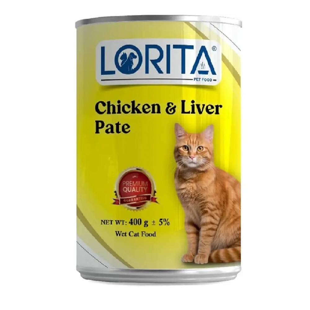 لوریتا کنسرو پته مرغ و جگر گربه 400 گرم